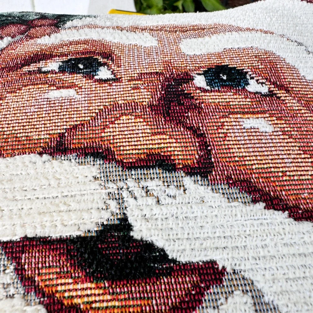 Santa Claus Tapestry Throw Pillow I Believe in Santa Claus 16x16 Holiday Vintage